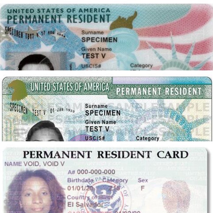 Card green american permanent states united closeup residency stock